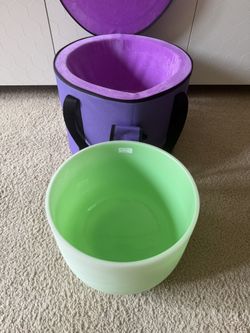 13.5 Inch Custom Made Crystal Bowl 432hz / C# Earth Star Chakra W/ Bag & Mallet $550