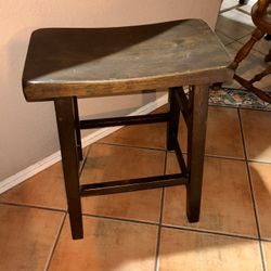 Stool Bar Counter Black 24 High. Wood Seat Brown