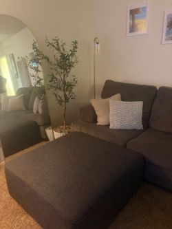 Grey couch + ottoman $125
