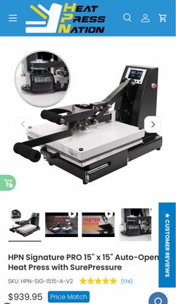 HPN Signature PRO 15" x 15" Auto-Open Heat Press with SurePressure