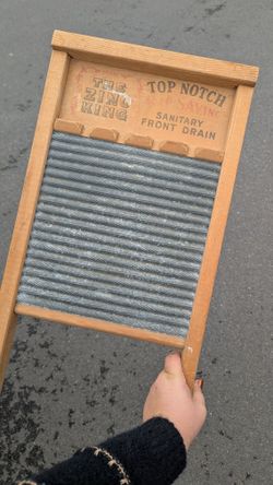 Vintage “Zinc King / Top Notch” Sanitary Front Drain Washboard
