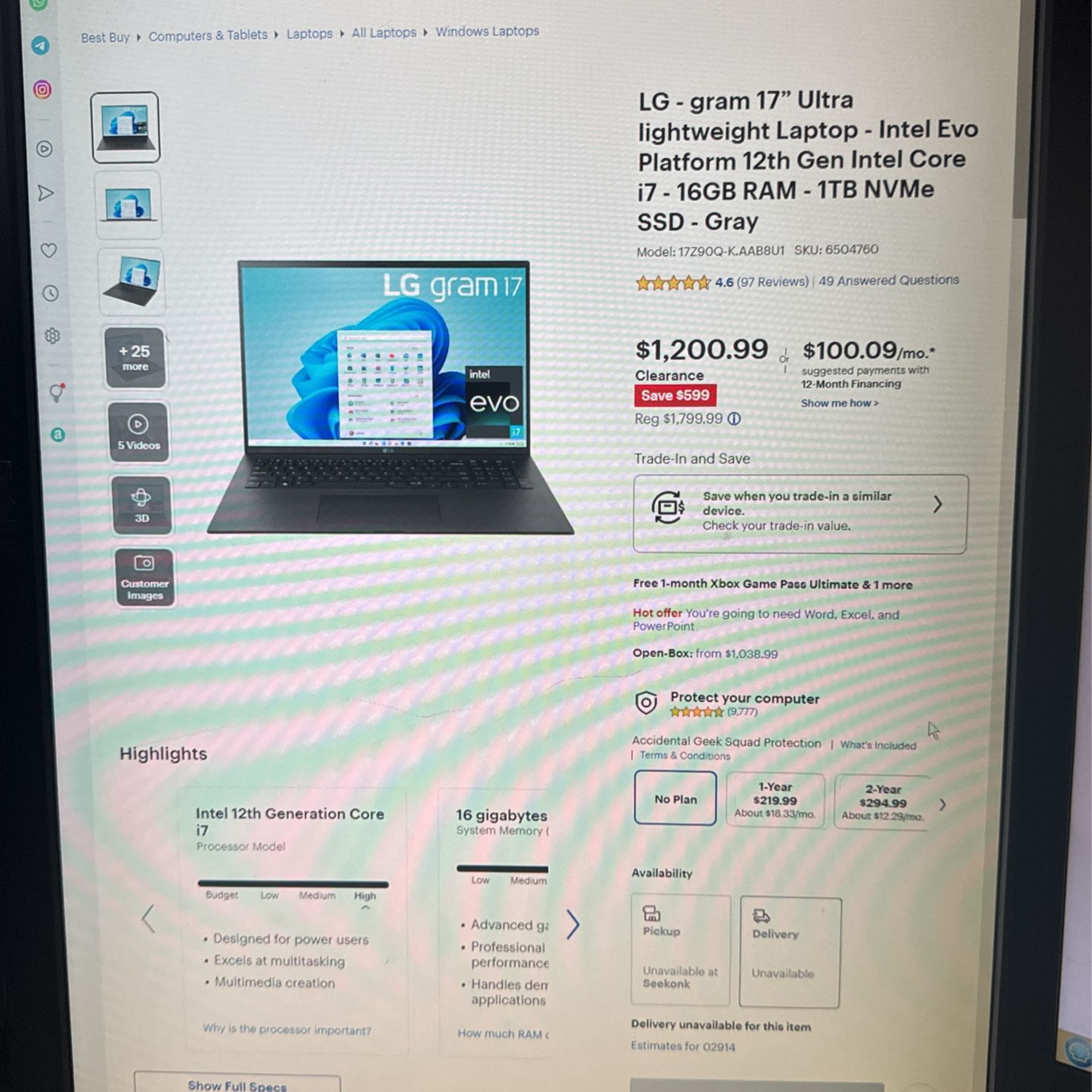 LG laptop i7 16 GB RAM 512 SSD Windows, 11 Brand New