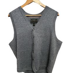 Jos A. Bank Reserve Merino Wool Sweater Vest Size Medium Gray Black Button