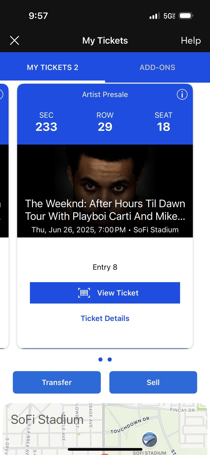 2 The Weeknd Concert Tickets 6/26