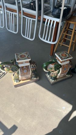 Rare Vintage ceramic elephant stands