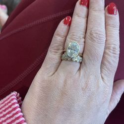 3ct 10k Gold Oval Engagement Ring And Wedding Band Set 