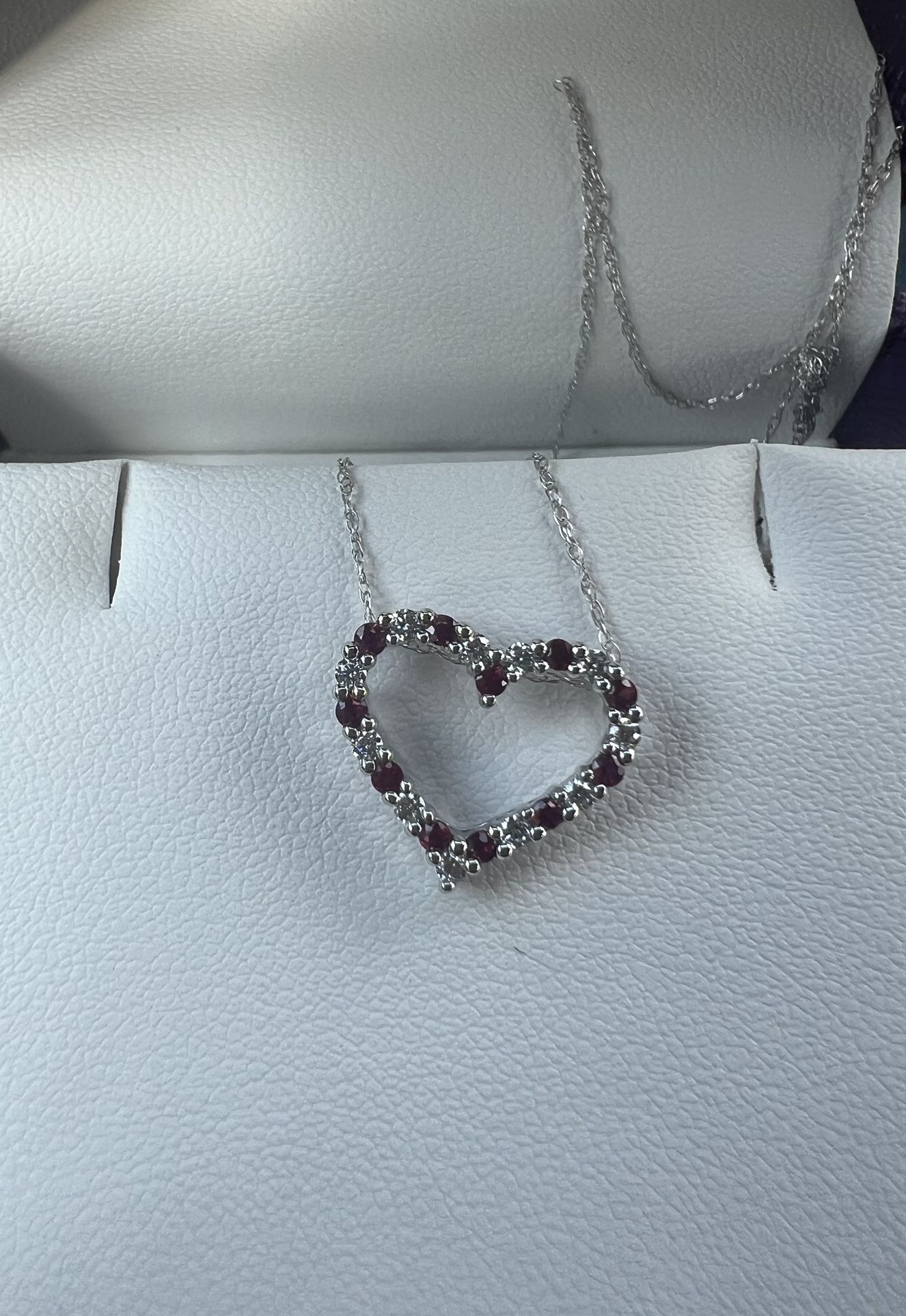 Ruby And Diamond Heart Pendant 14k