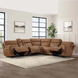 Like new  6 PC  Leather Power Reclining Sectional With Power Headrest 
