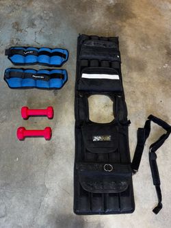 Fitness Bundle: ZFO Adjustable Weighted Vest, Reebok Ankle Weights, (3) Pound Dumbbells