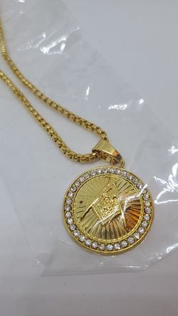 Mens freemason mason pendant chain