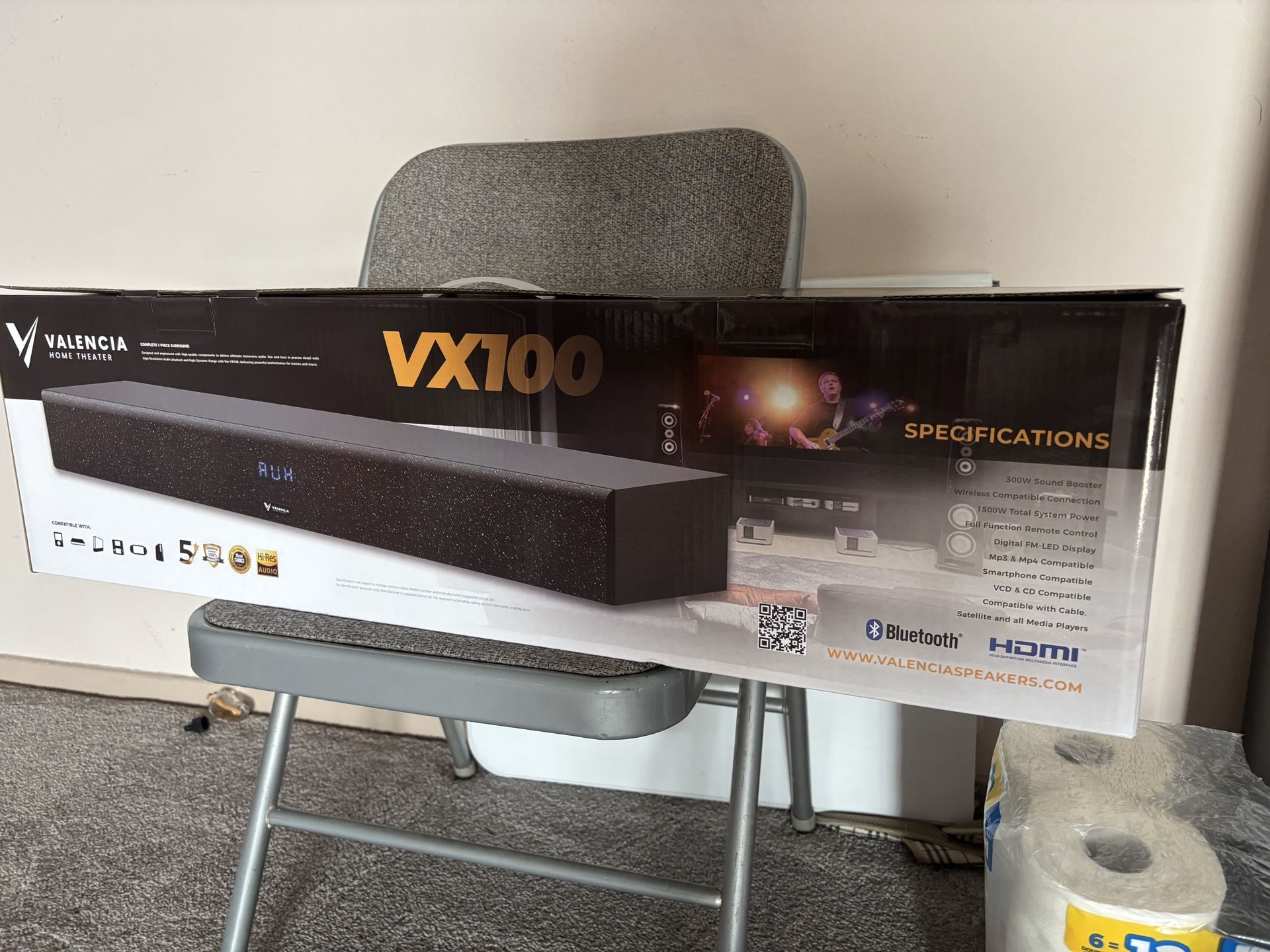 Valencia VX100 1500W Home Theater Soundbar – New in Box