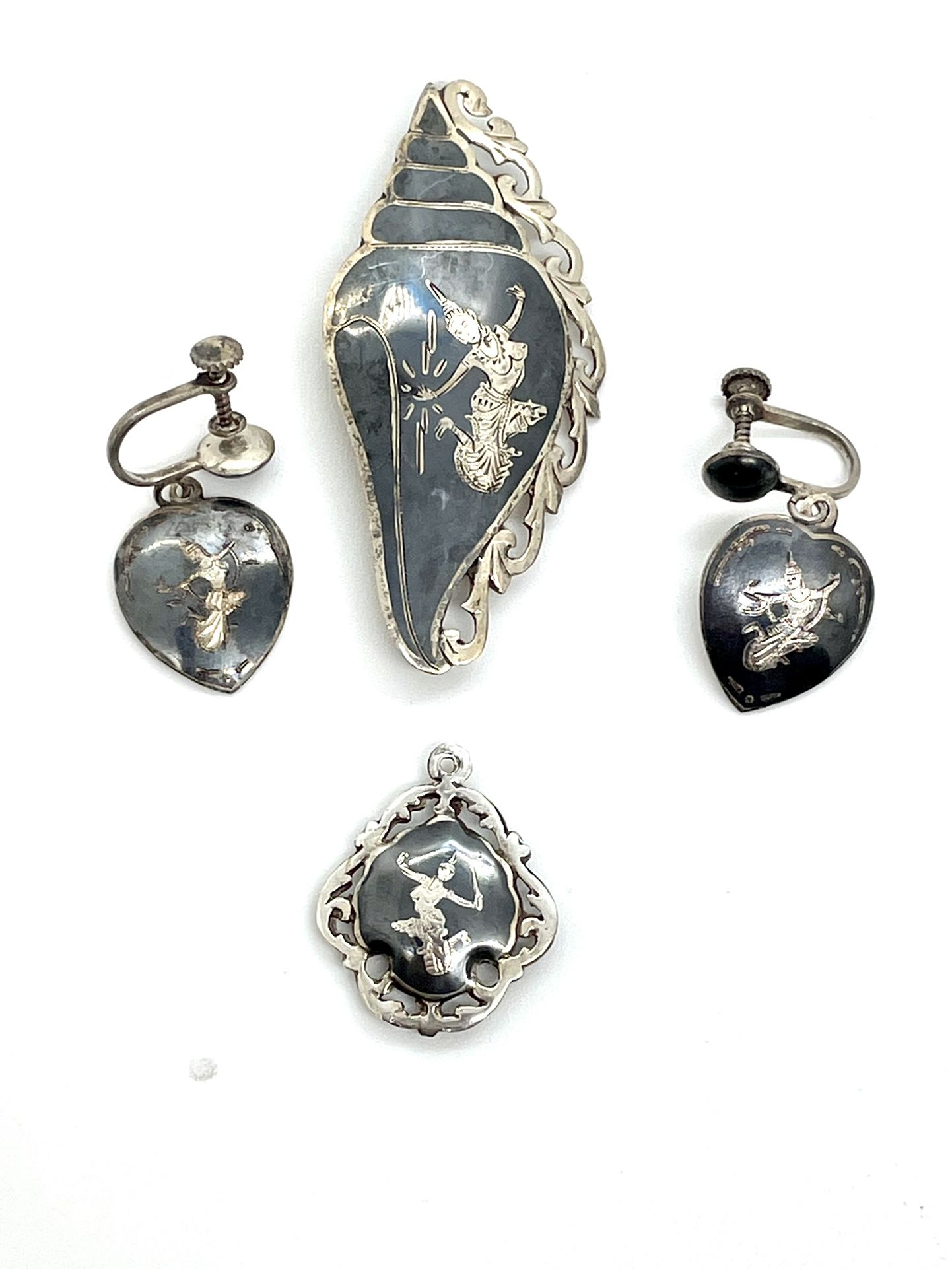 Lot Of Nielloware Sterling Jewelry