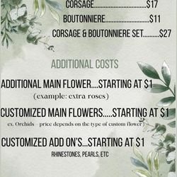 PROM Corsages/boutonnieres 