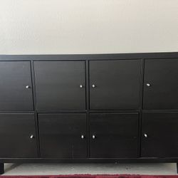 Ikea Kallax Black Storage Cabinet With Doors
