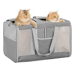 Large Cat Carrier for 2 Cats, 21.7x 13.8x 13.8in Pet Carrier for Cat and Dog Up to 38lbs, All-Sided Mesh Cat Carrier with Great Ventilation, Portable 