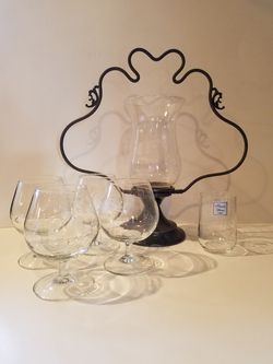 Princess House glasses and candle holder