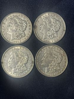 4- 1921 US Morgan Silver Dollars 