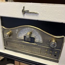 Vintage Emerson Music System. Black And White.19”Wx9”Hx14”D