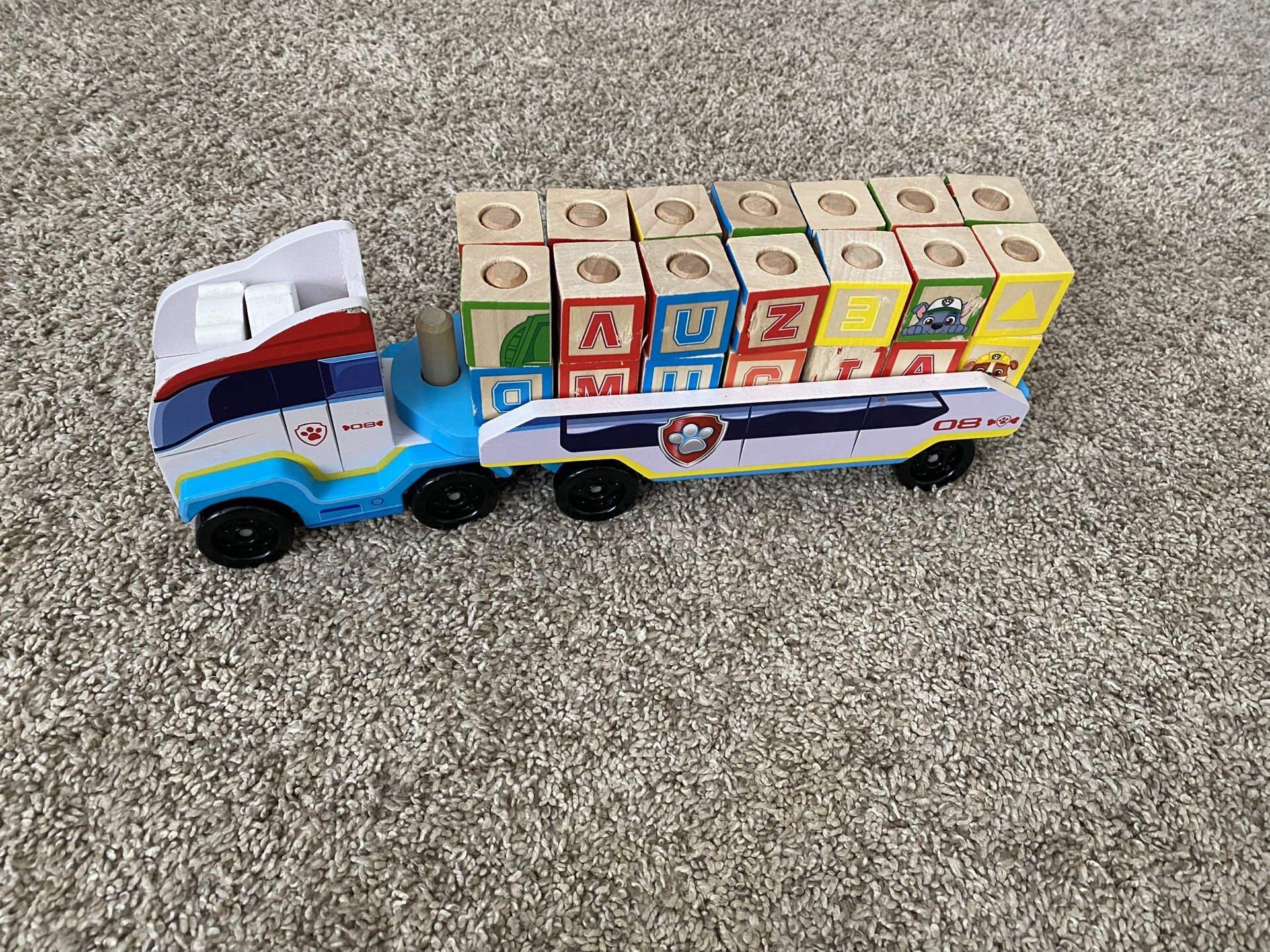 Paw Patrol Wooden ABC Block Truck Toy