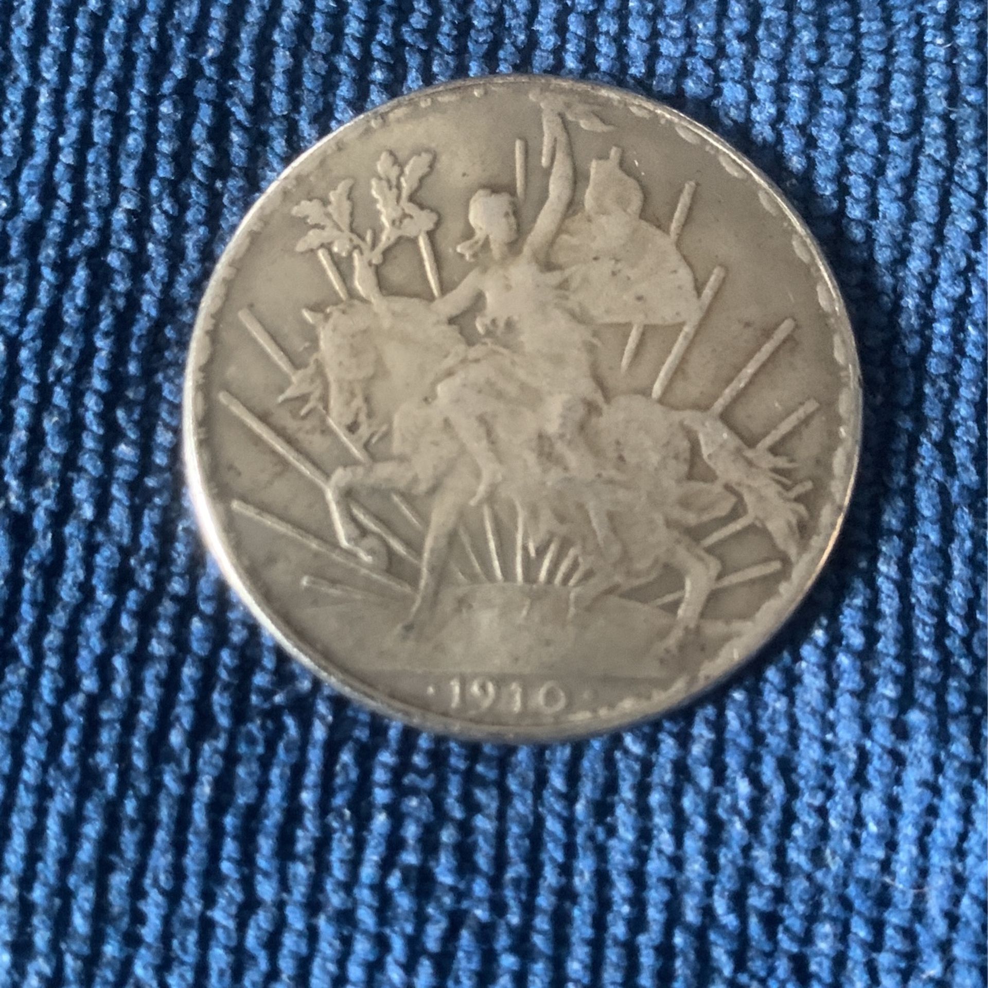 1910 Silver Peso Coin