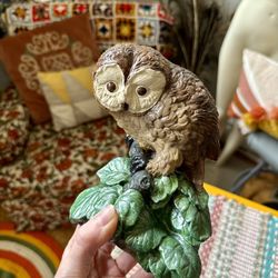 Vintage Chalkware Owl Wall Plaque