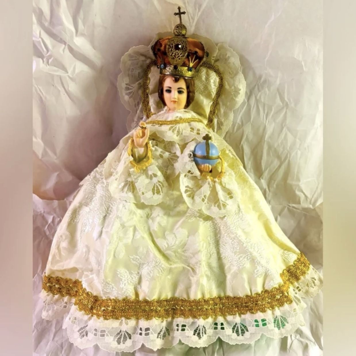 Boy Child King JESUS CHRIST Original Vintage Antique Fine Art Doll Statue Italy Italian INFANT OF PRAGUE Collectible Baby Statue Religion / Religious