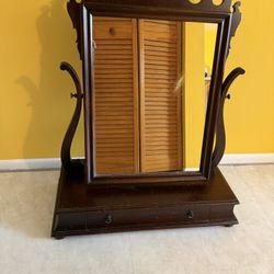 Antique Shaving Mirror With Drawer