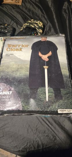 Full-length Warrior Cloak - Black w/ Faux Fur Trim - Adult - Costume, Cosplay, Casual Wear NEW