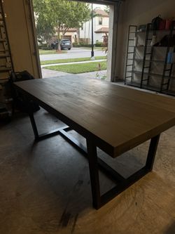 Modern Industrial Dining Table – 73”x38”, Solid Wood & Steel Frame