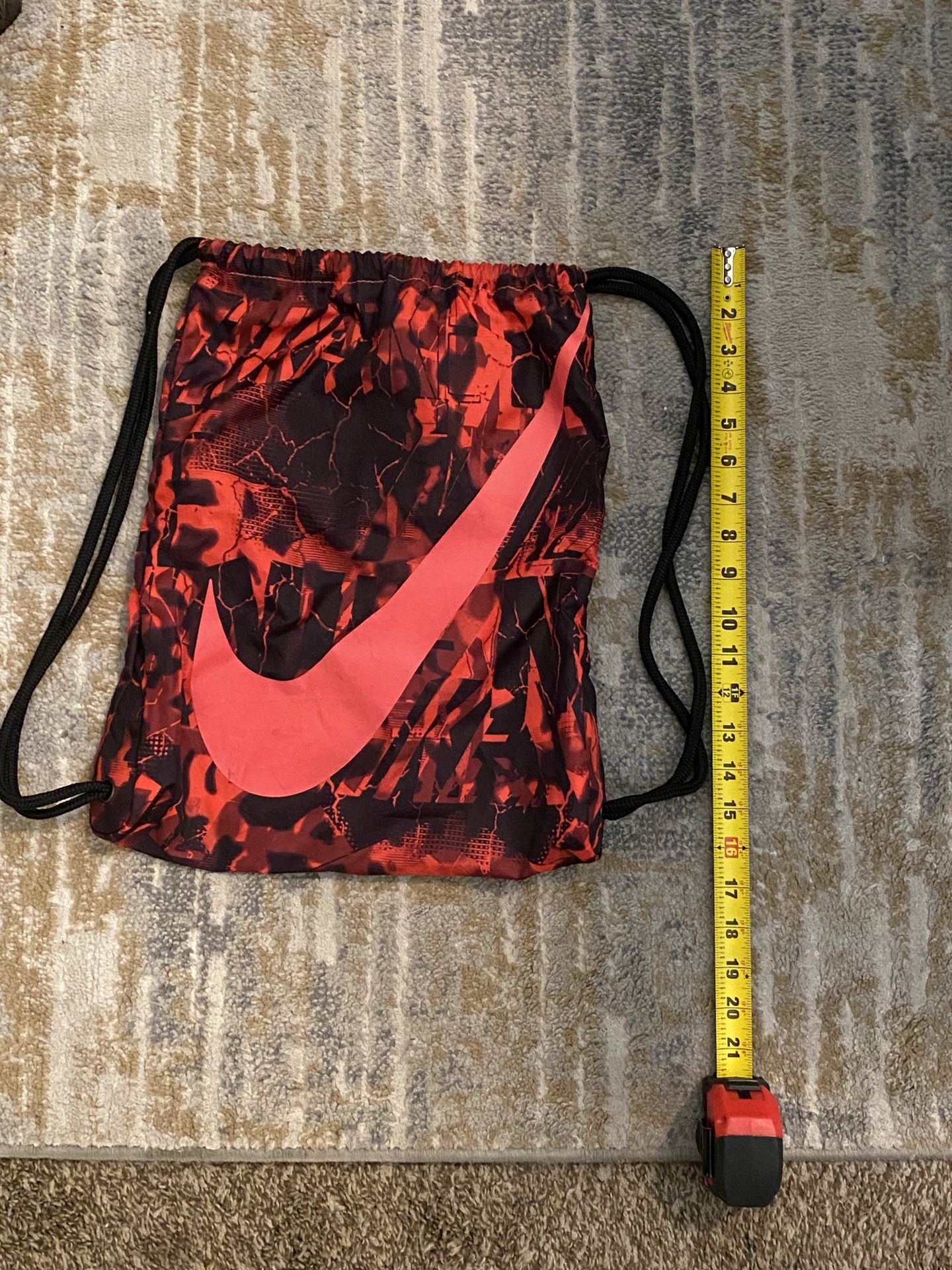 Nike Red and Black Graphic Drawstring Bag