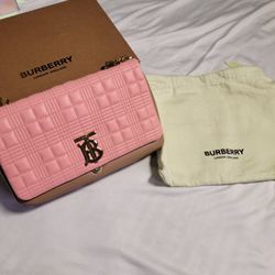 Burberry Peony/Camel Quilted Check Lambskin Leather Small Lola Bag