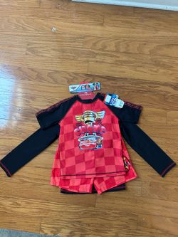 NWT Disney Pixar Lightning car UPF 50+ boys 3pcs swimwear set size 6