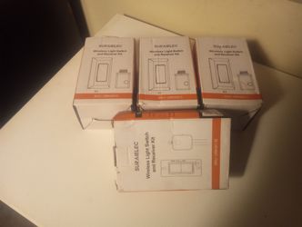 SURAIELEC Wireless Light Switches & Receiver Kit (Lot Of 4). New