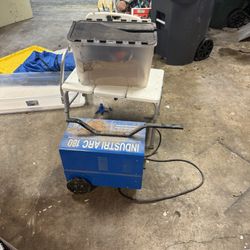 Small Arc Welder From Harbor Freight, Along With Basic Mask Gloves And Other Tools