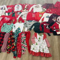 4t Toddler Girl Lot -Holiday Pajamas. Sweaters, Skirts