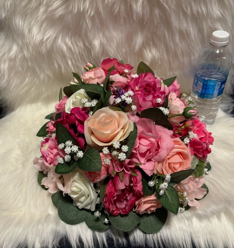 Pink florals Wedding Or Special Occasion Decor Or Centerpiece. Silk Florals See Photos