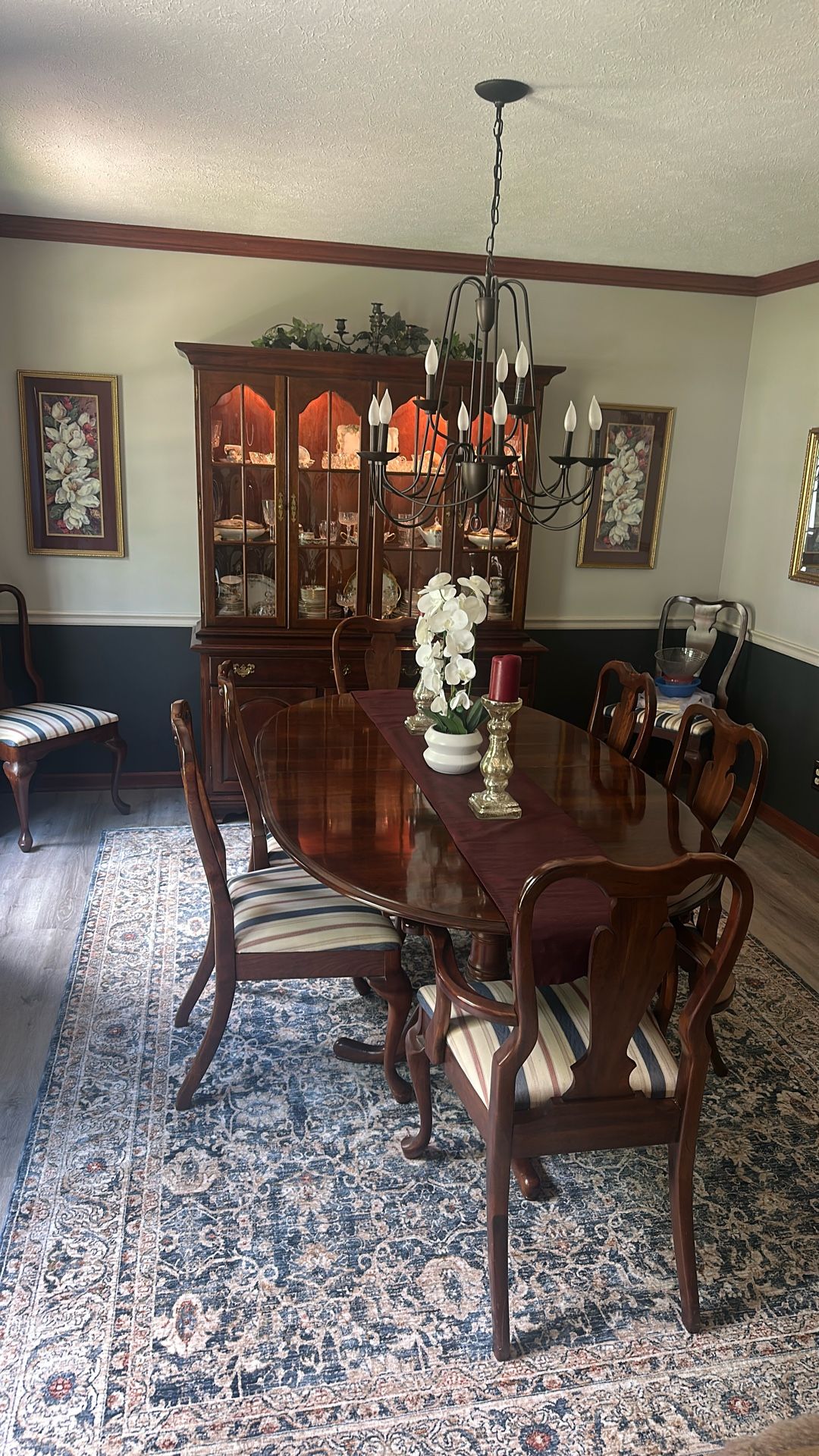 Solid cherry Dining Room Table Chairs And Hutch
