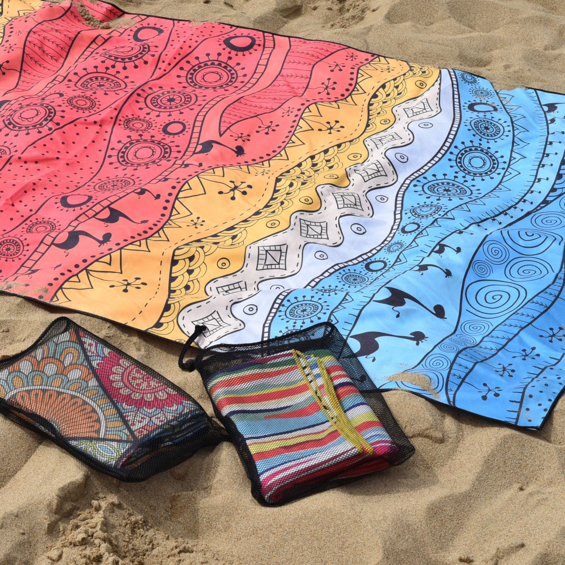 Beach Towel With A Bag Multi Colors And Great Design 