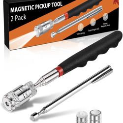 Led Magnetic Pickup Tools, Cool Gadget Birthday Gifts for Men Dad, Telescoping Magnet Stick With LED Lights