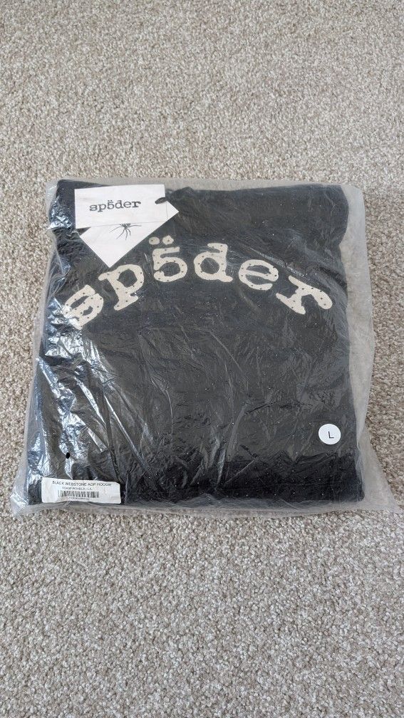 Sp5der Hoodie Black with Rhinestones Large