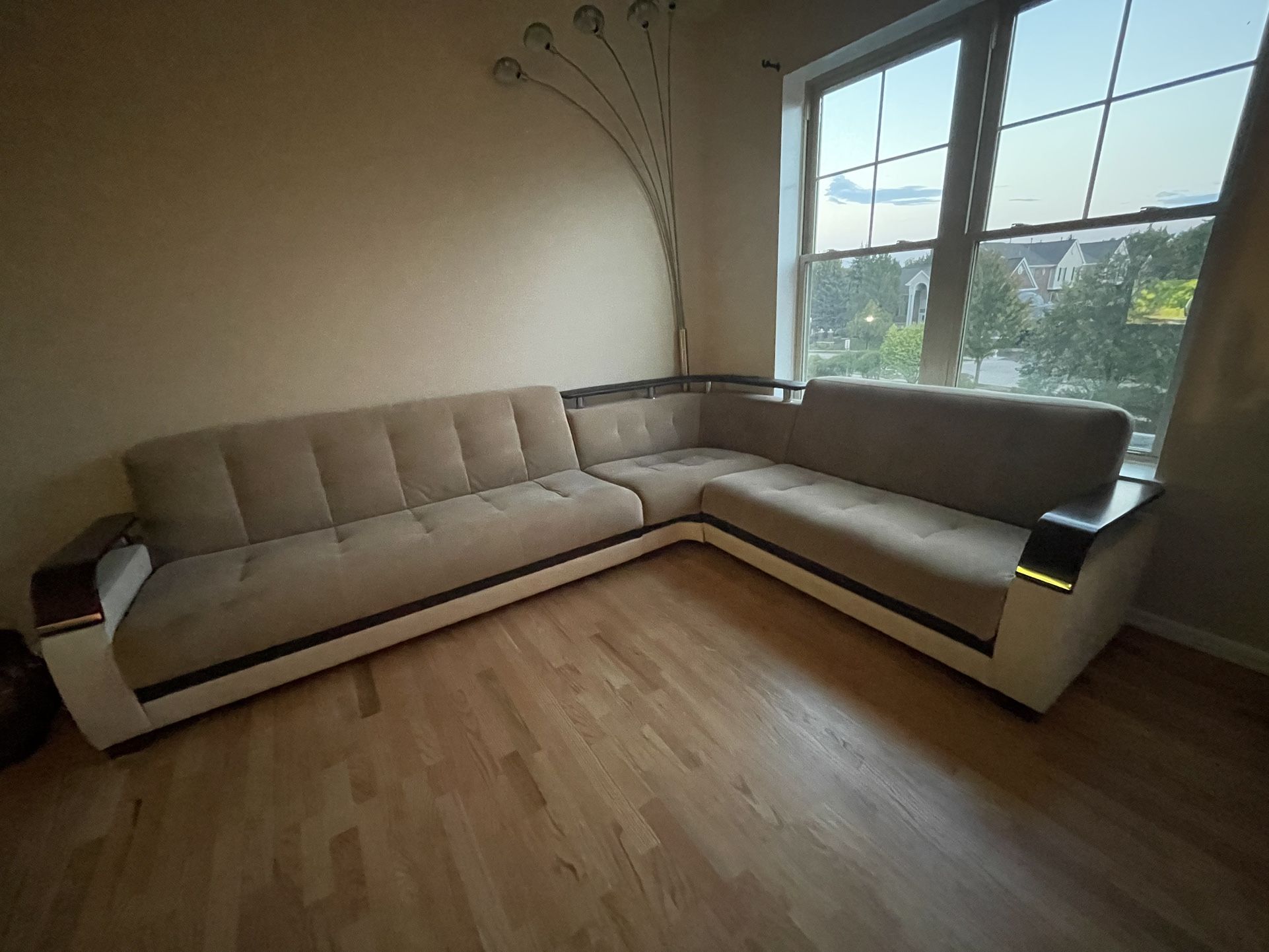 Corner velvet sofa