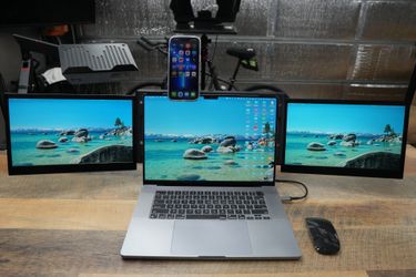 MacBook M1 Pro 16 inch 1TB w/ 13.3inch Dual Portable Monitors, Magic Mouse & Phone Mount