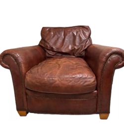 Baker Furniture Cognac Leather Lounge Club Chair