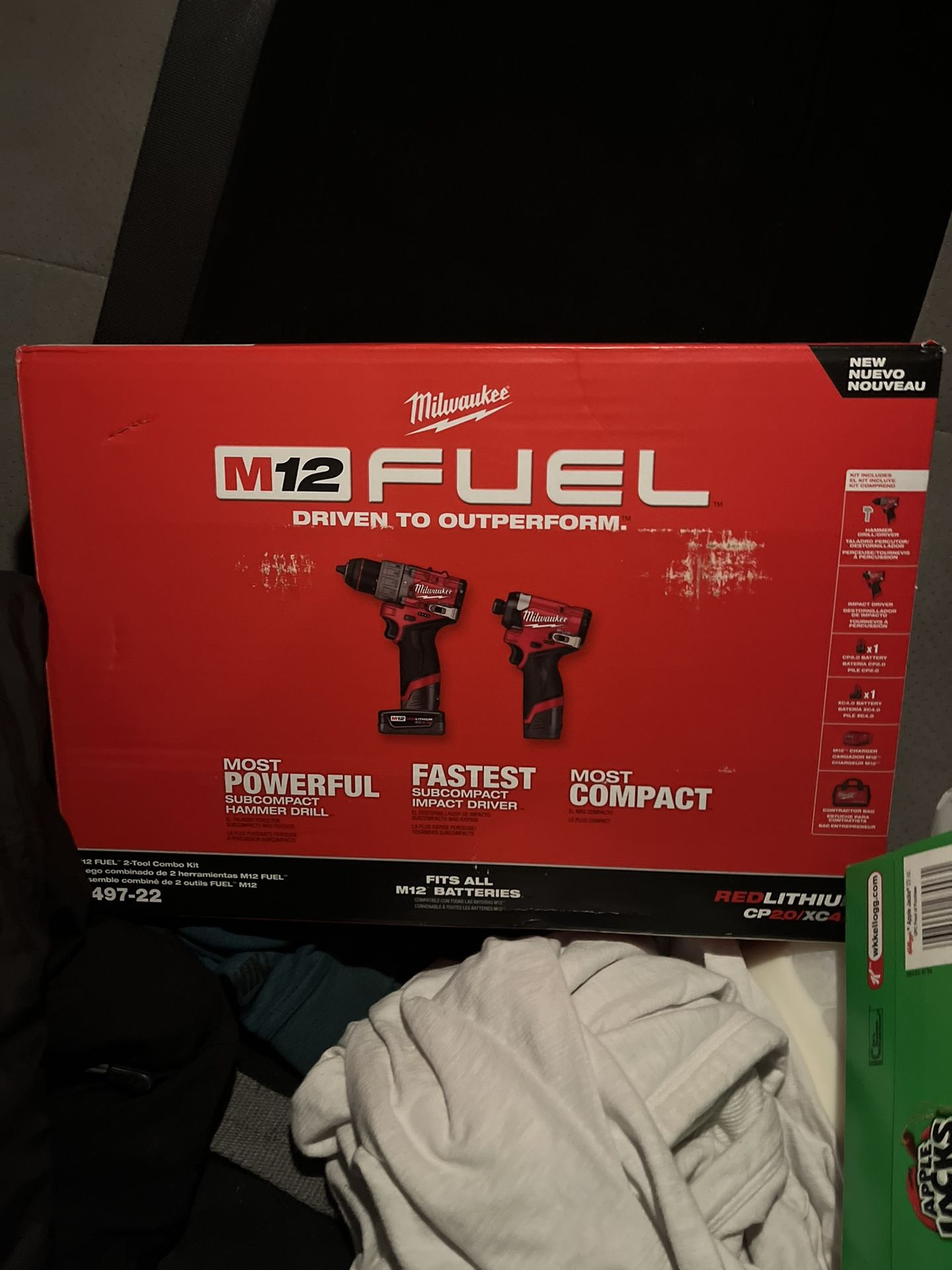 New dual drill set impact and hammer drills with two battery’s and charger.