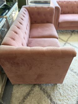 2 Pink Tufted Velvet Sofa