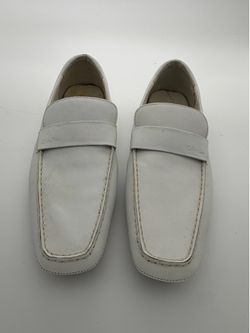 Calvin Klein White Leather Loafers Men’s Slip-On Dress Casual Shoes Size 10