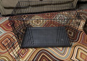 Vibrant Life Wire Dog Crate, Double-Door, Divider and Leak-Proof Tray, Metal, Foldable, Durable, Black, 36IN
