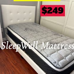 Twin Size Bed Frame With Pillow Top Mattress Included 