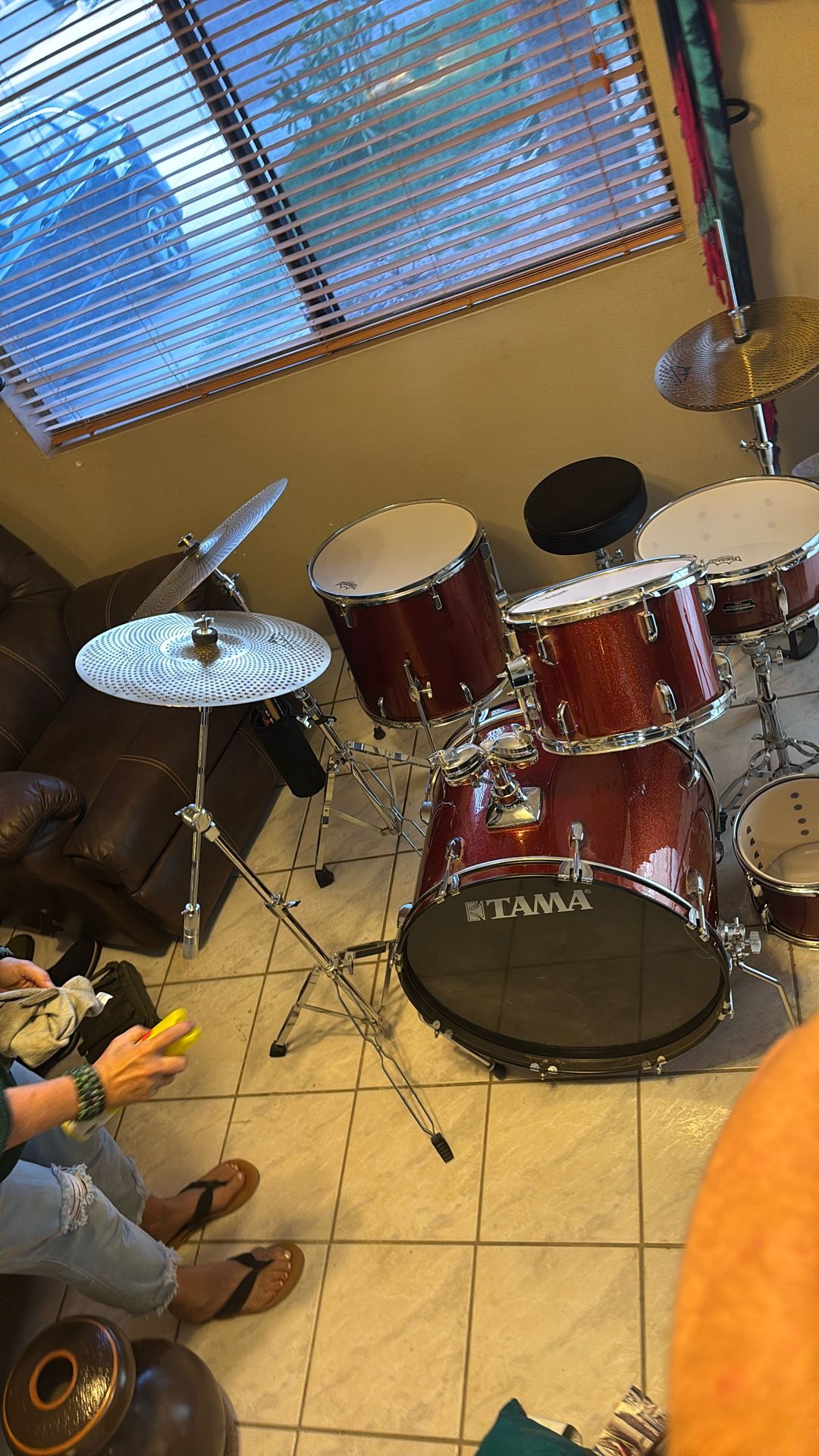 Tama Rhythm Mate 5-piece drum kit.