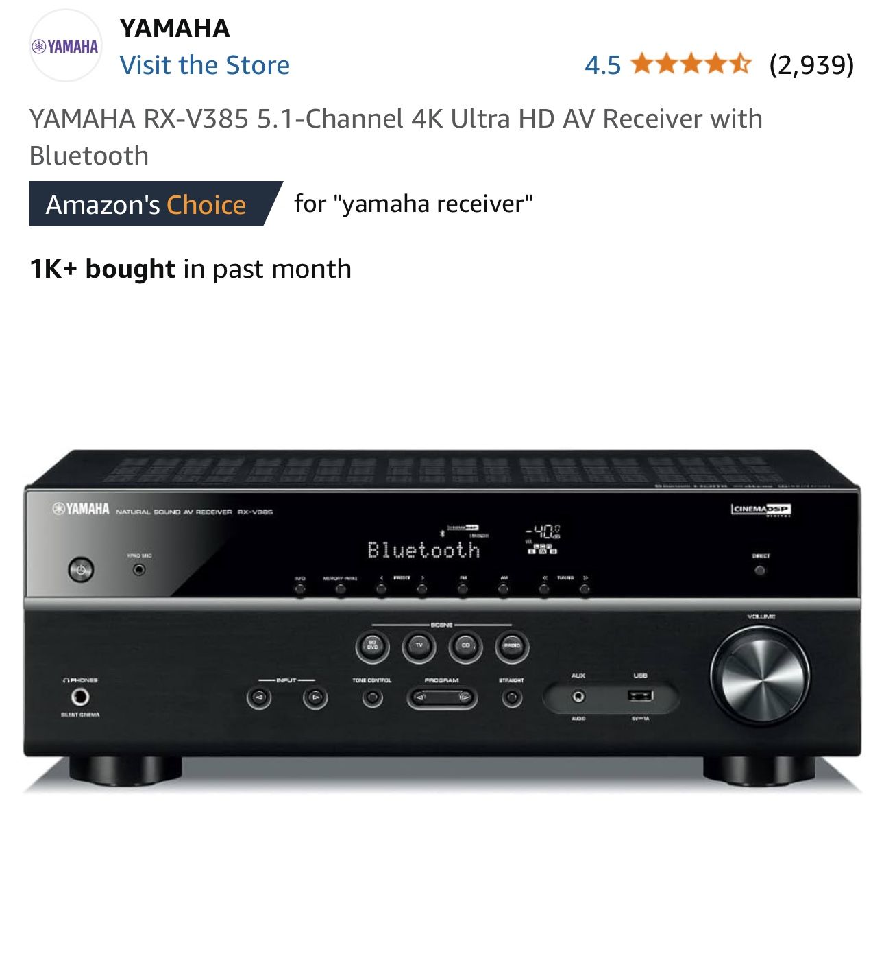 Yamaha Sound AV Receiver RX-V383